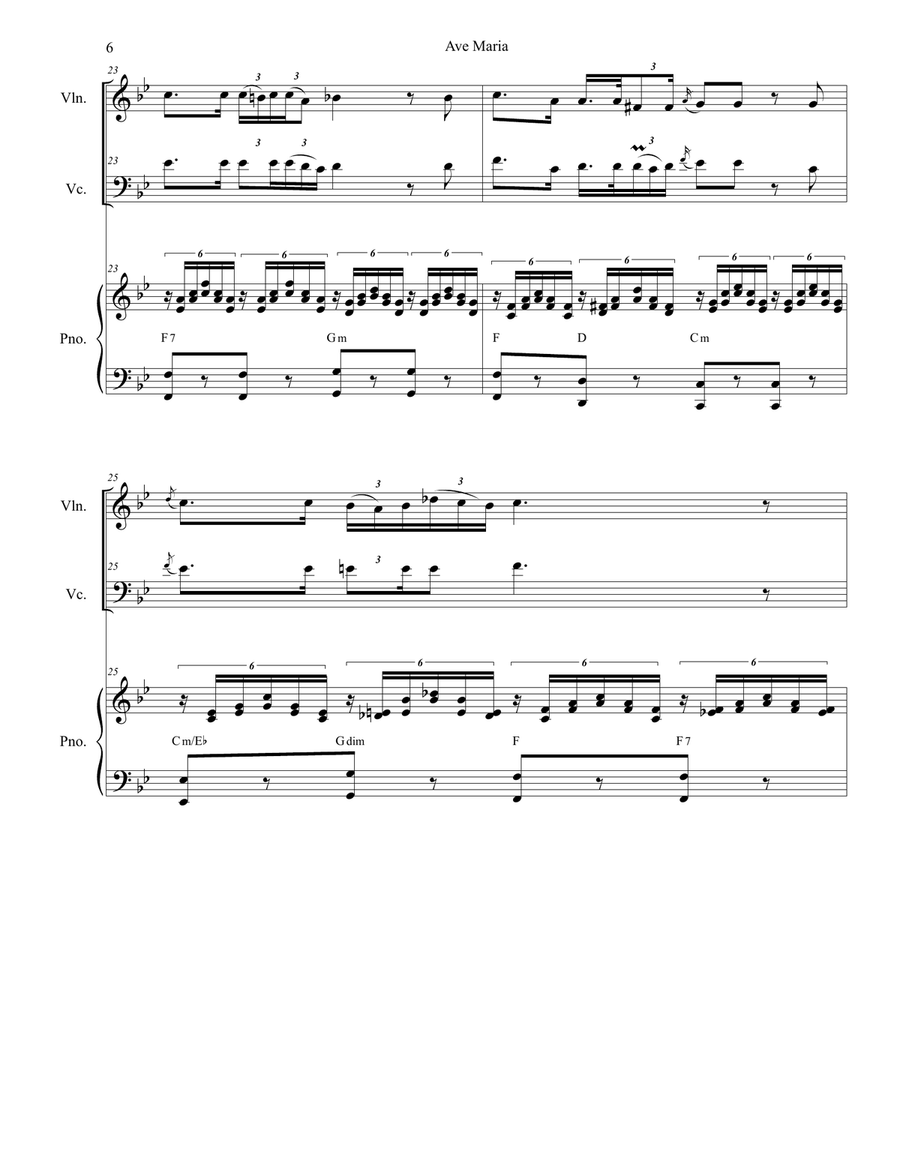 Ave Maria (Duet for Violin and Cello) Piano Trio scores gallery preview page 6