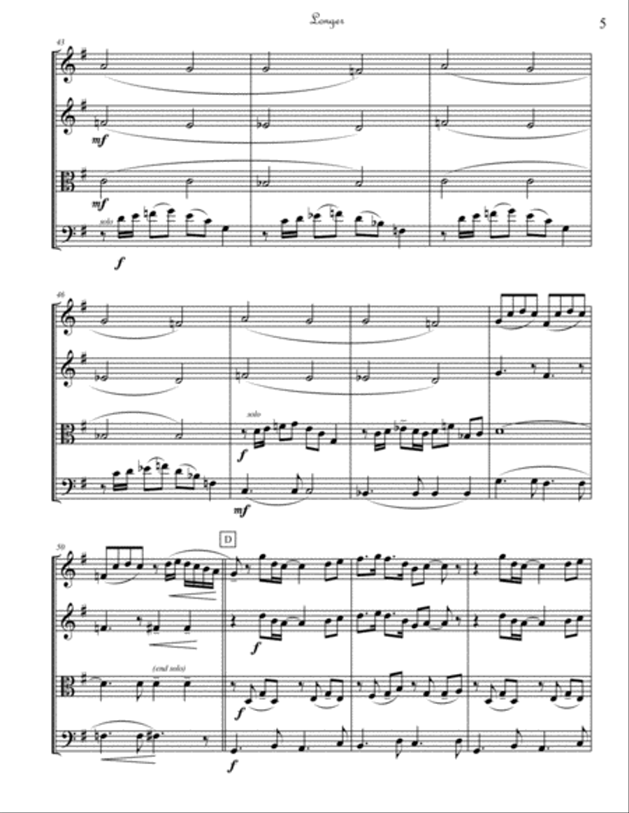 Longer Longer String Quartet scores gallery preview page 5