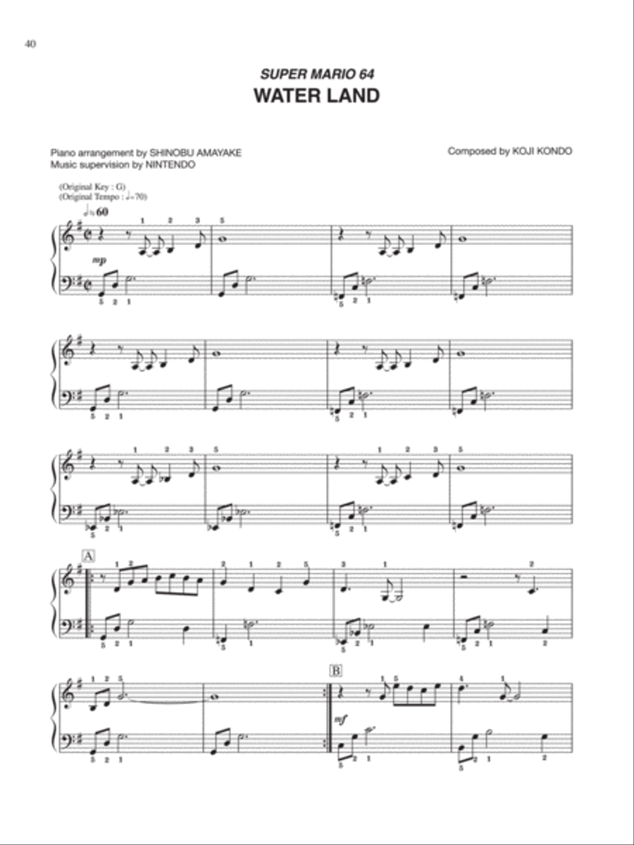 Super Mario 64 Water Land Easy Piano scores gallery preview page 1