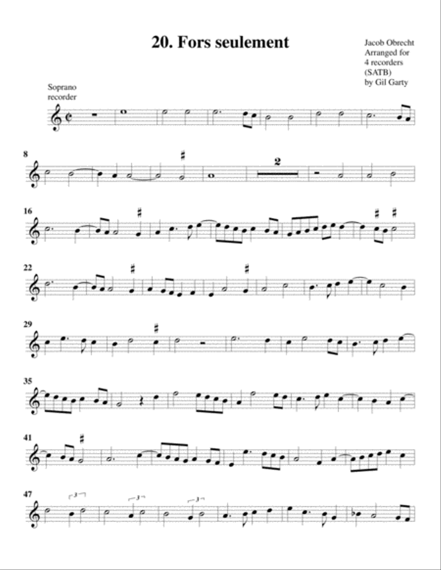 Fors seulement (arrangement for 4 recorders) Small Ensemble scores gallery preview page 3