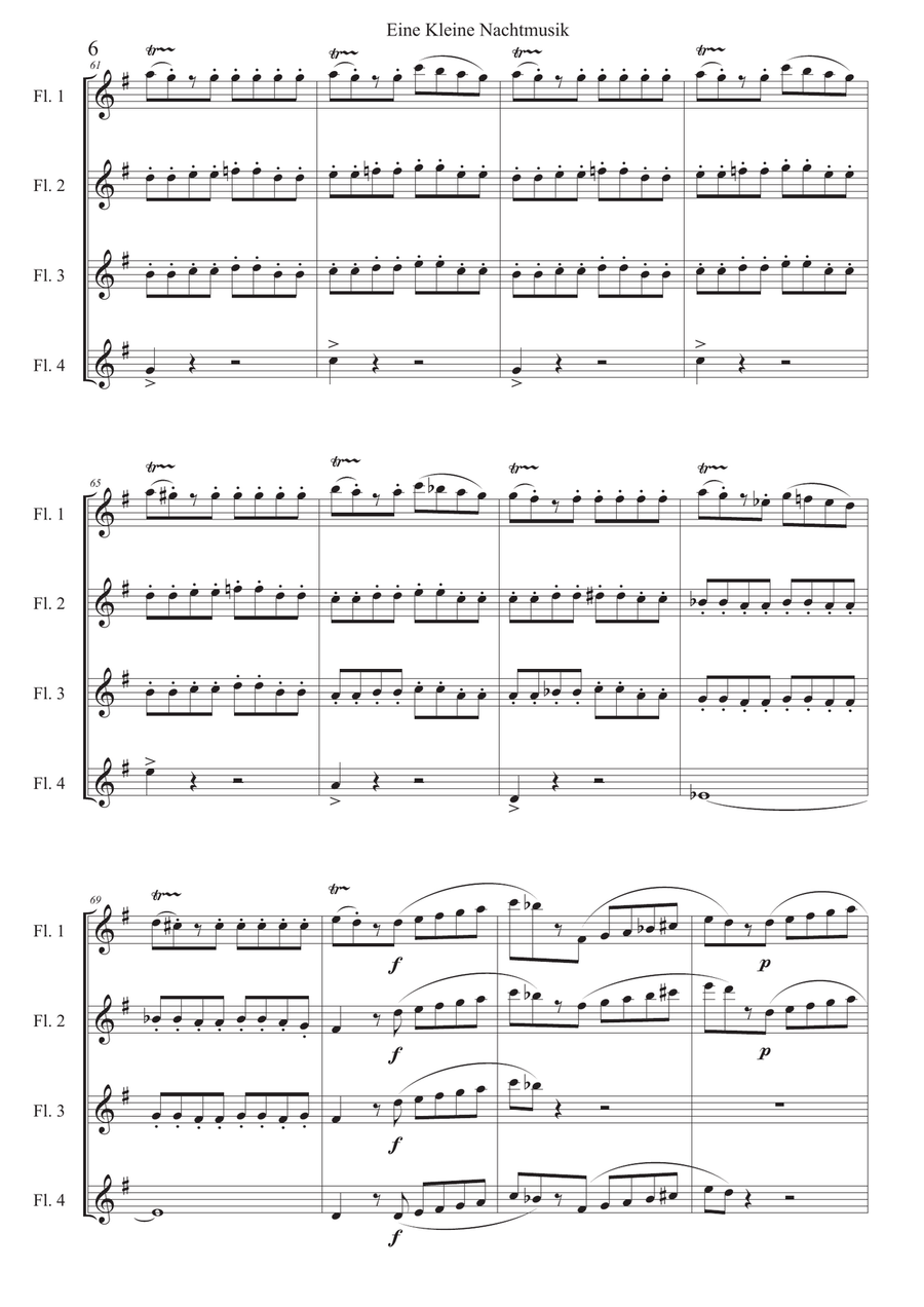 Eine Kleine Nachtmusik - Flute quartet Flute Quartet scores gallery preview page 6