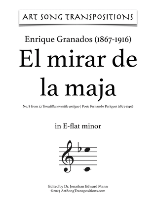 Book cover for GRANADOS: El mirar de la maja (transposed to E-flat minor and D minor)