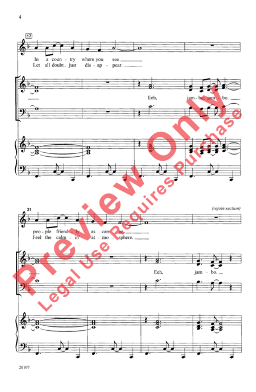 Jambo, Karibu Kwa Afrika 3-Part scores gallery preview page 4