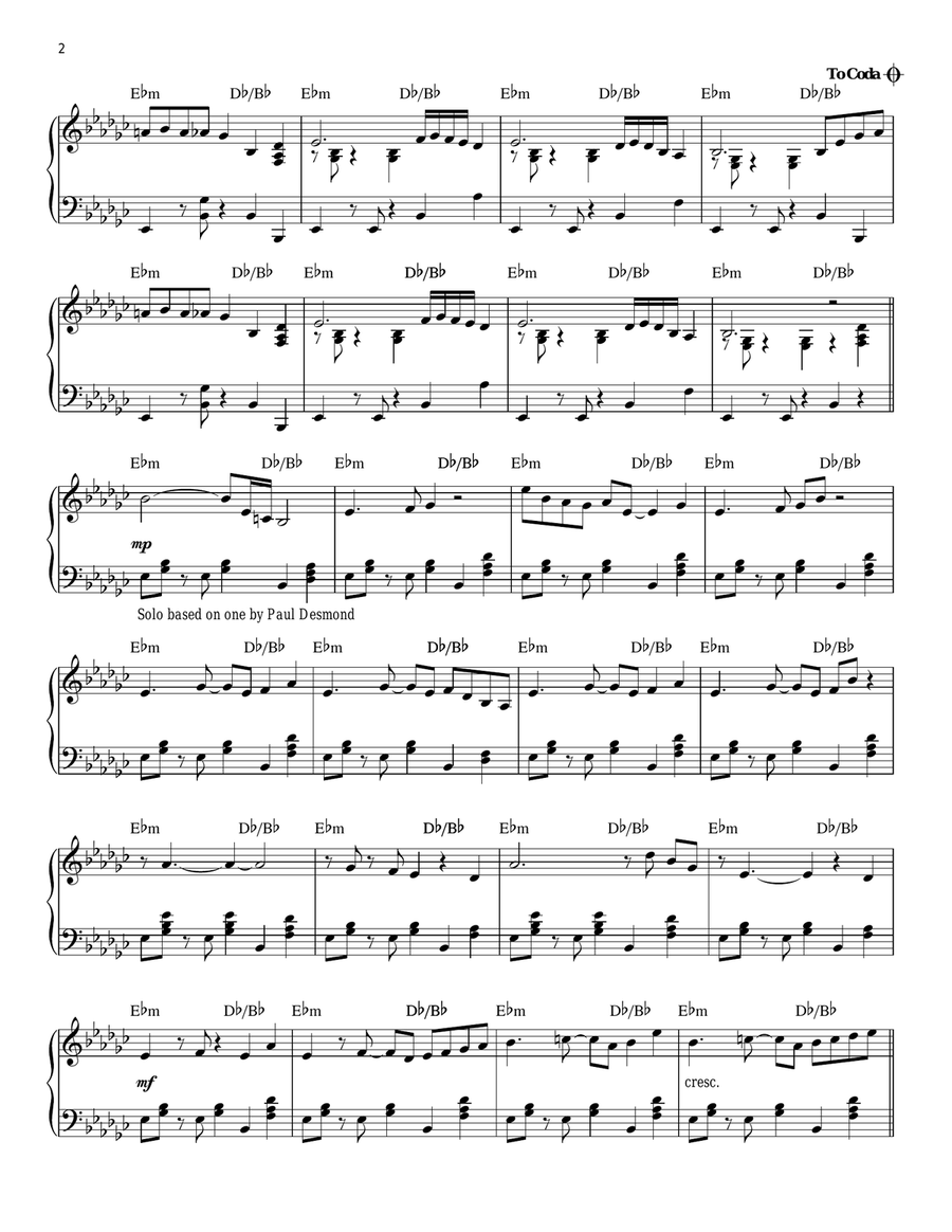 Take Five Piano Solo scores gallery preview page 2