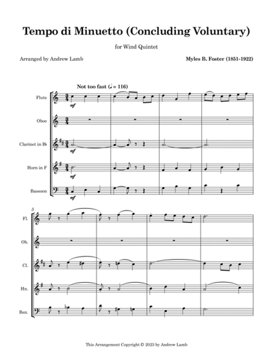 Tempo di Minuetto (by Myles B. Foster, arr. for Wind Quintet) image number null