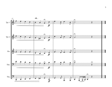 Australian National Anthem & Waltzing Matilda for Brass Quintet (MFAO World National Anthem Series) image number null