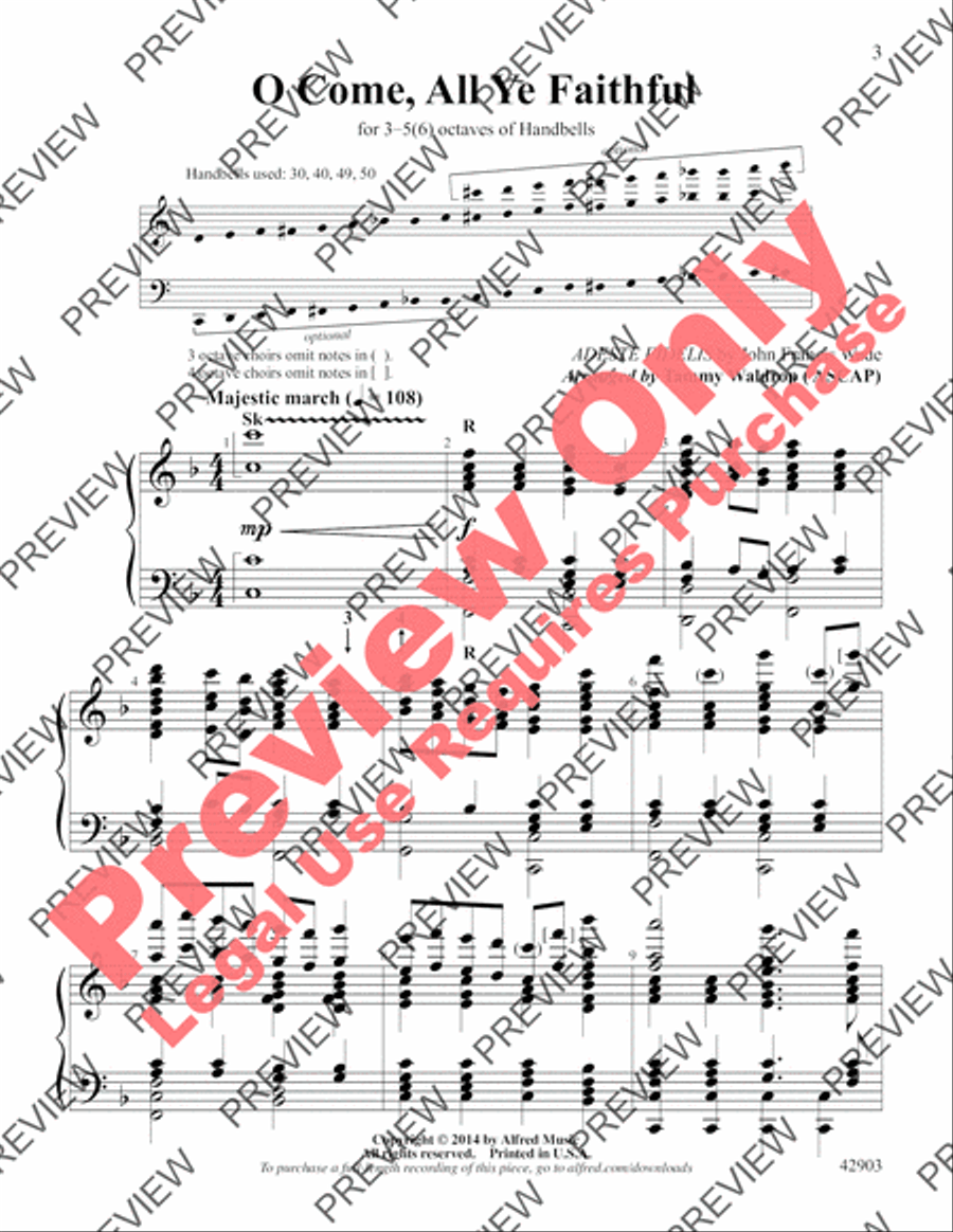 O Come, All Ye Faithful Handbell Choir scores gallery preview page 3