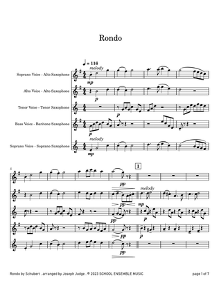 Book cover for Rondo by Schubert for Saxophone Quartet in Schools