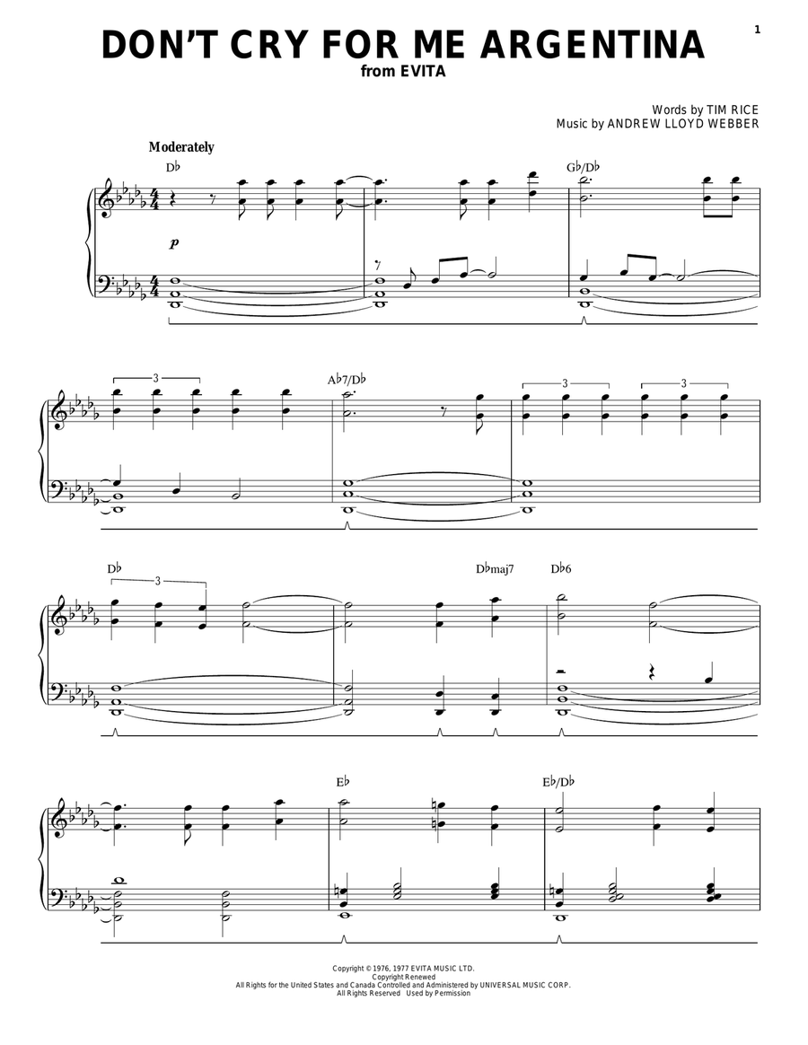 Don't Cry For Me Argentina (from Evita)