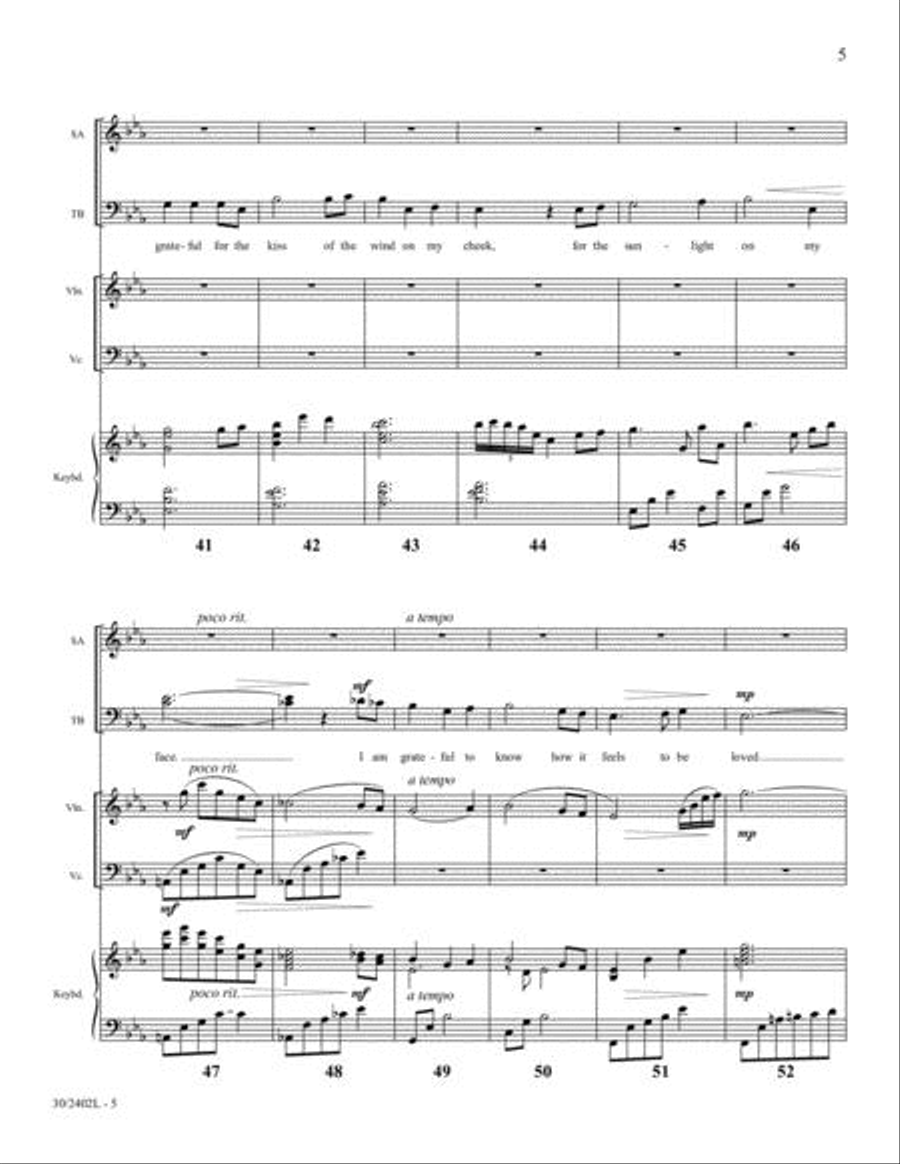 Gratitude Changes Everything - Violin and Cello Score and Parts Choir scores gallery preview page 5