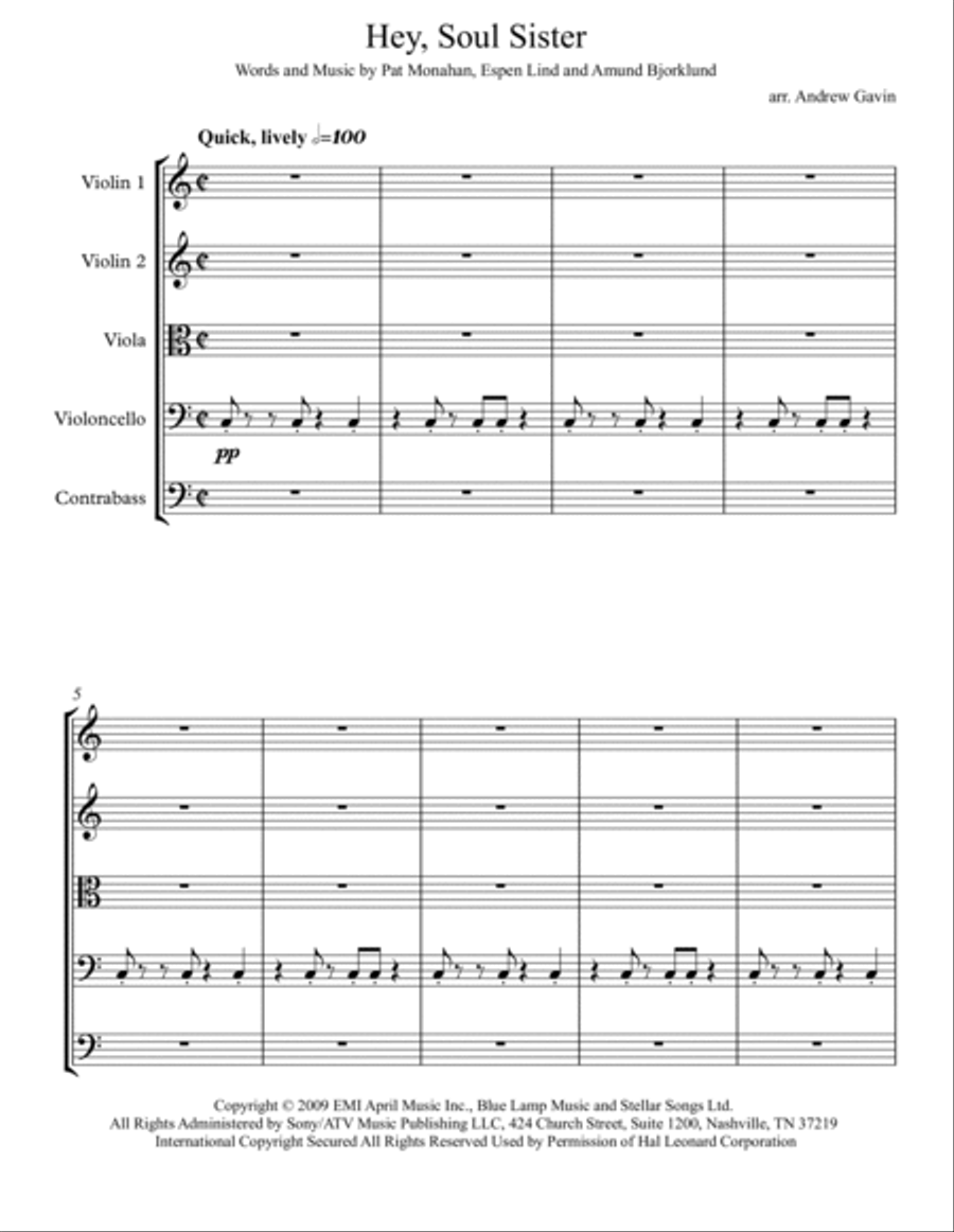 Hey, Soul Sister Hey, Soul Sister String Orchestra scores gallery preview page 2