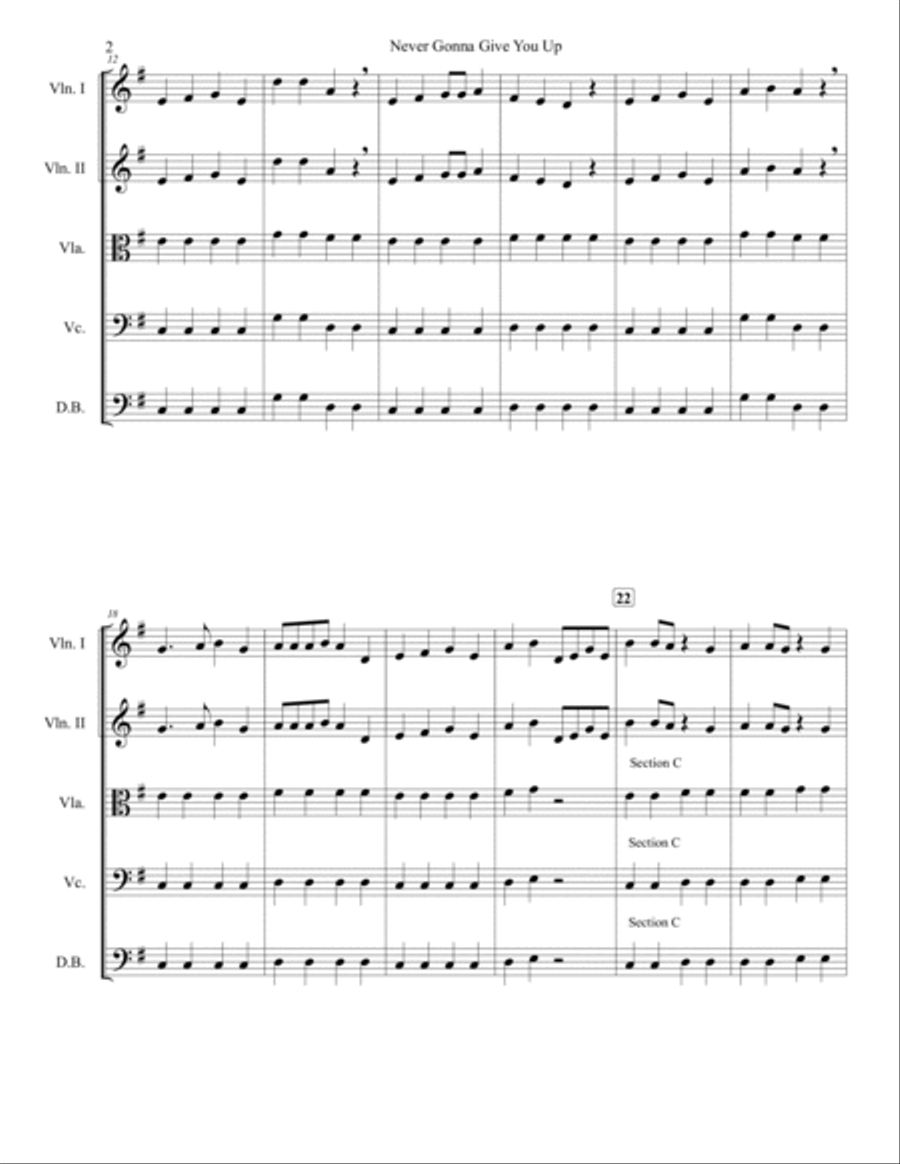 Never Gonna Give You Up String Orchestra scores gallery preview page 2