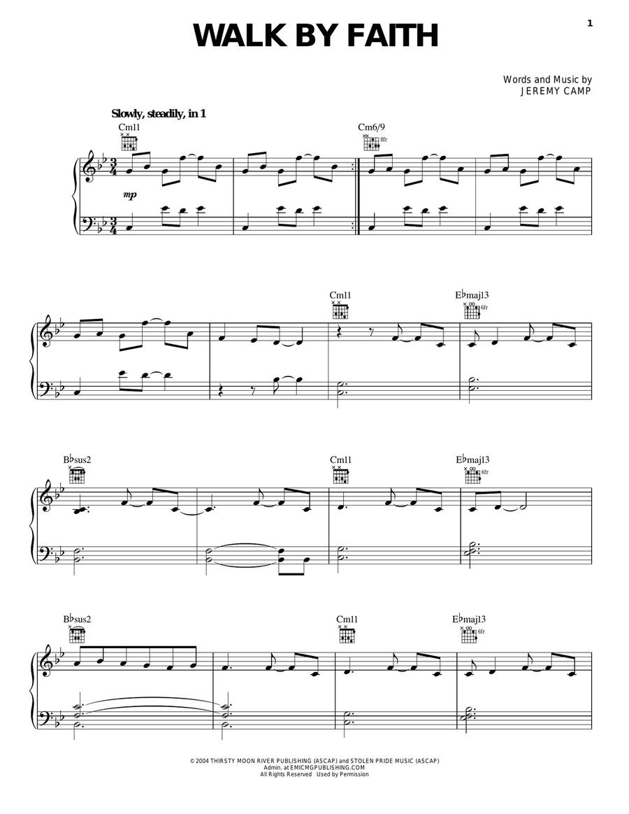 Walk By Faith Piano, Vocal, Guitar scores gallery preview page 1