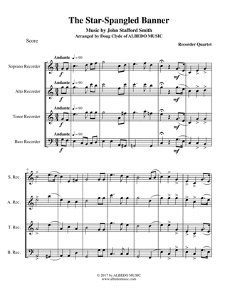 The Star-Spangled Banner for Recorder Quartet