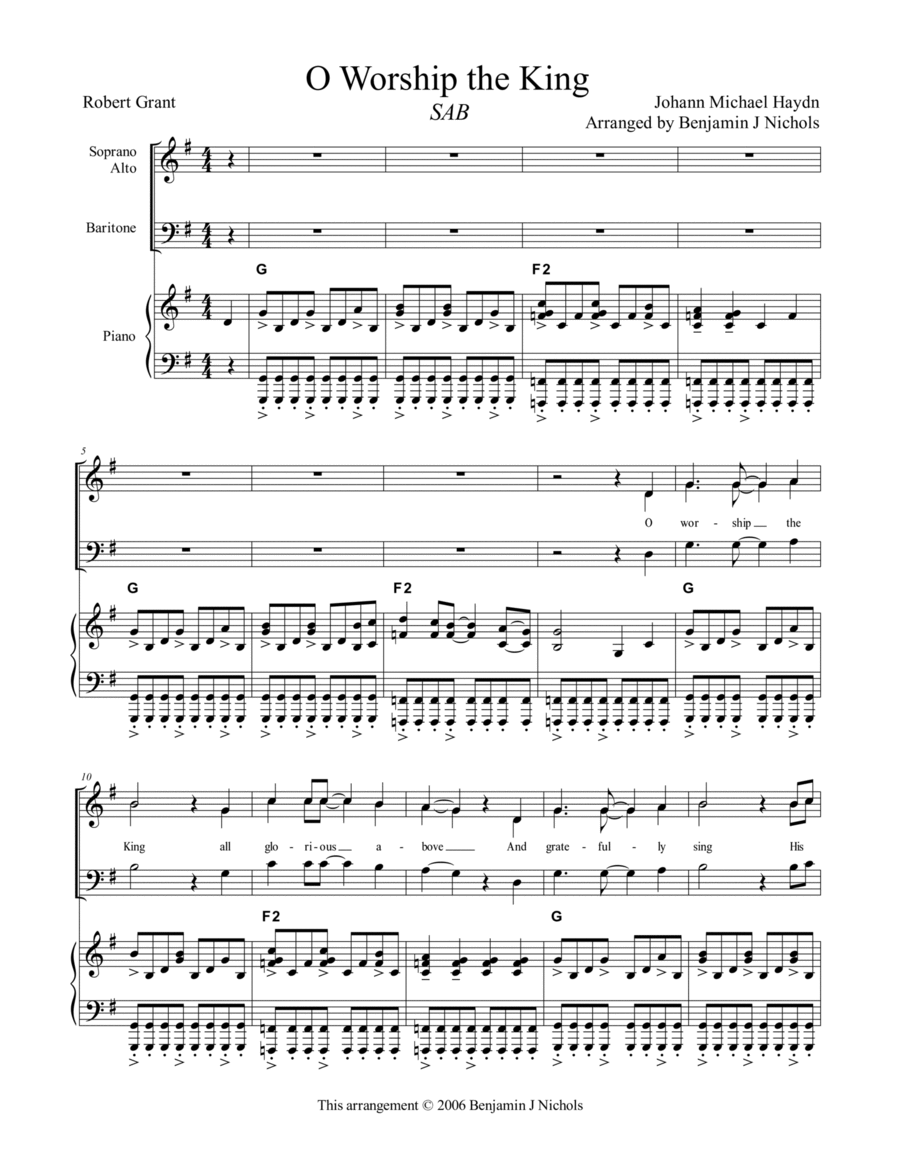 O Worship the King 3-Part scores gallery preview page 1