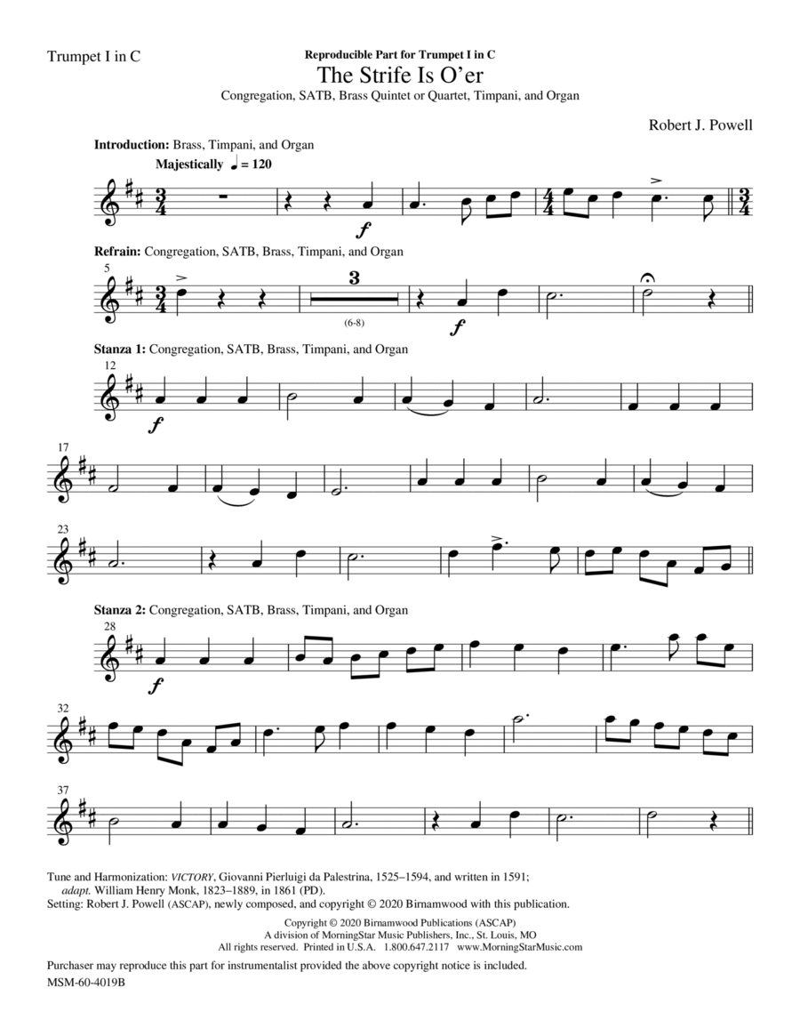 The Strife is O'er The Strife is O'er Choir scores gallery preview page 1