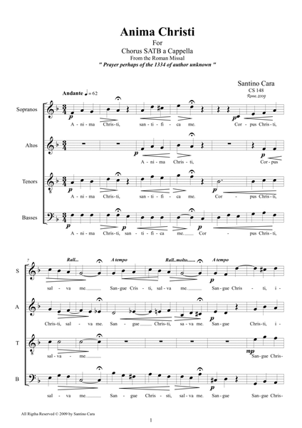 Anima Christi - Prayer for Choir SATB a cappella image number null