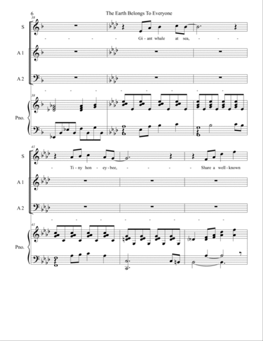 The Earth Belongs to Everyone Choir scores gallery preview page 6