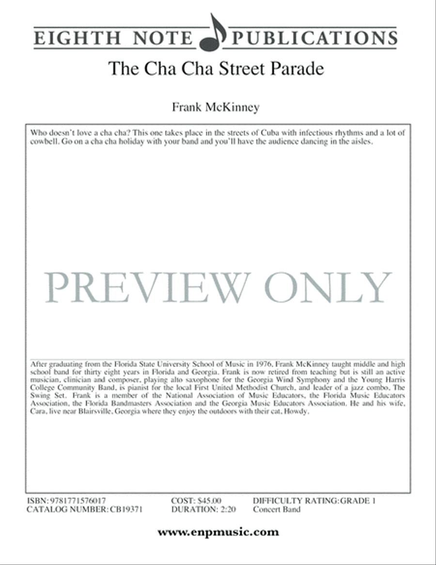 The Cha Cha Street Parade Concert Band scores gallery preview page 3