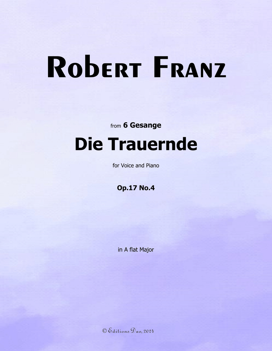 Die Trauernde, by Robert Franz, in A flat Major Voice scores gallery preview page 1
