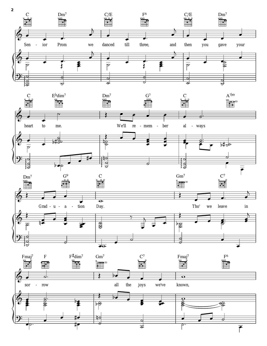 Graduation Day Piano, Vocal, Guitar scores gallery preview page 2