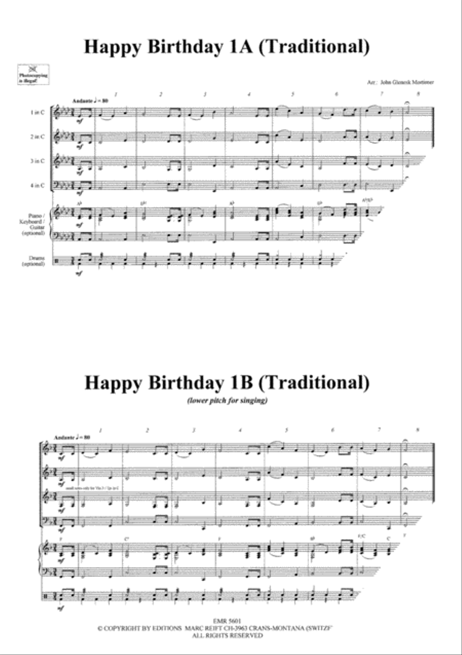 Happy Birthday Brass Ensemble scores gallery preview page 3