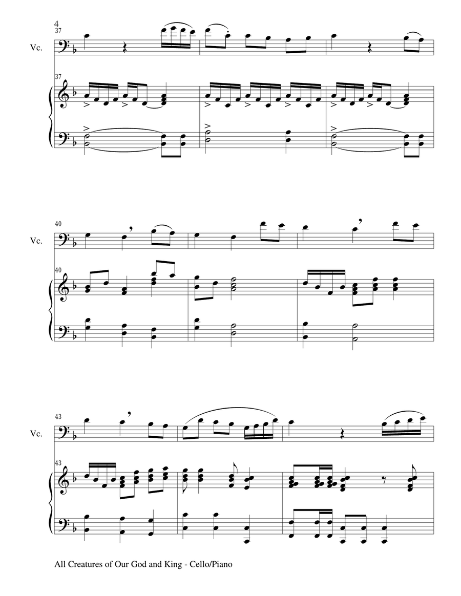 Gary Lanier: 3 HYMNS of ADORATION (Duets for Cello and Piano) Piano scores gallery preview page 6