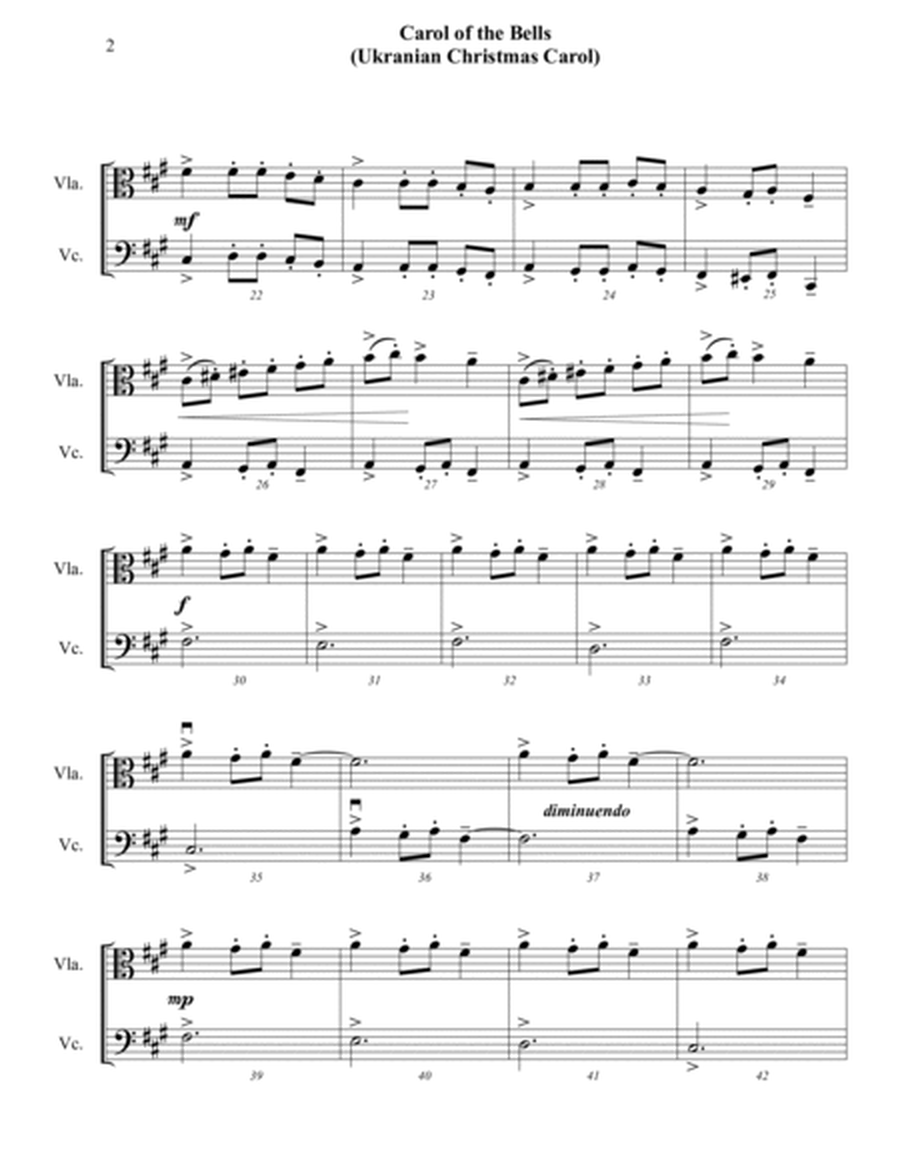Carol of the Bells (Ukrainian Carol) - Viola and Cello Duet - Intermediate image number null