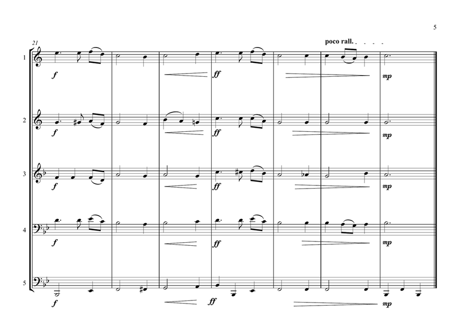 Swiss National Anthem for Brass Quintet (World National Anthem Series) Brass Quintet scores gallery preview page 5