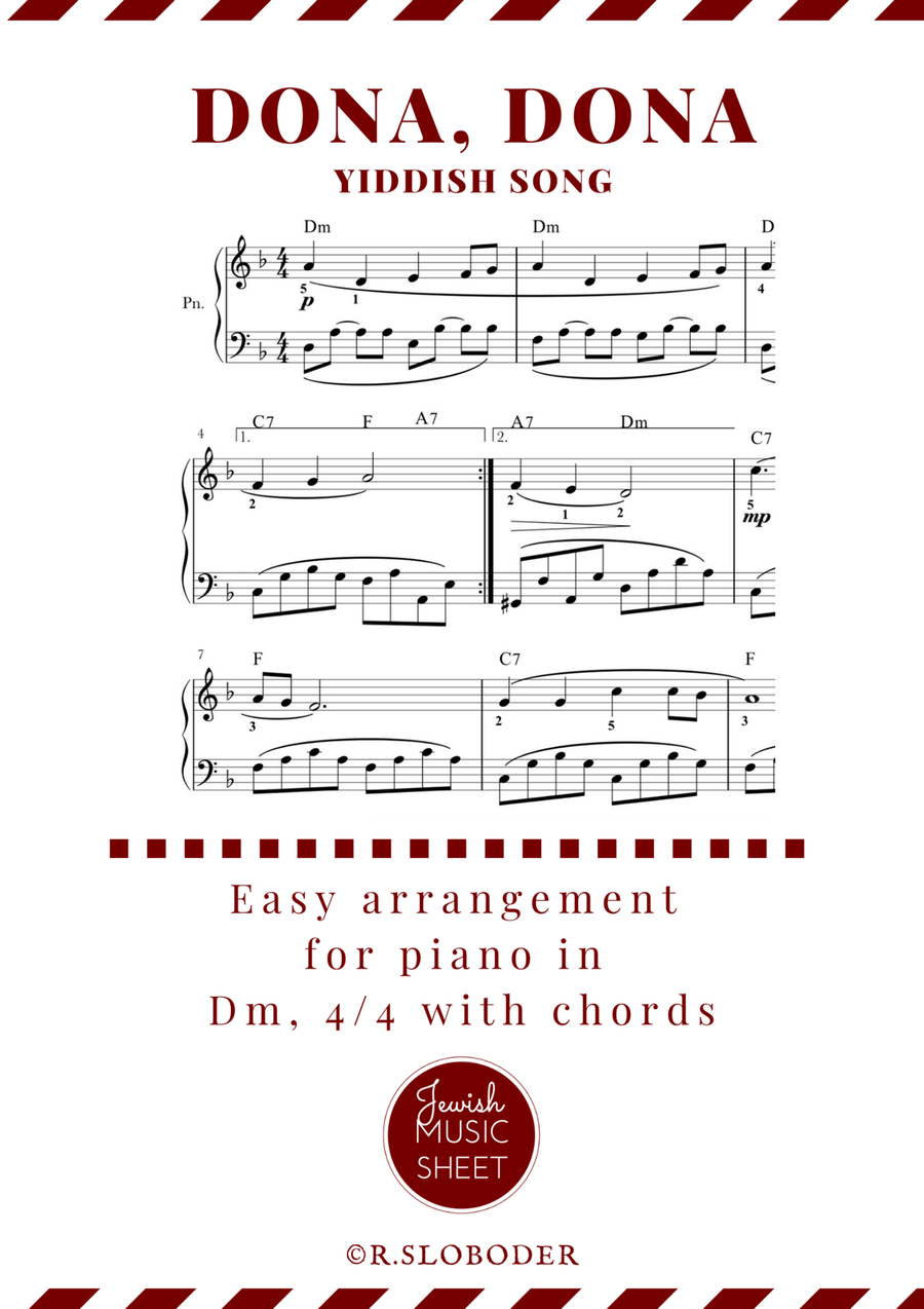 Dona, dona. Easy piano arrangement of yiddish song Easy Piano scores gallery preview page 1