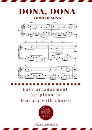 Dona, dona. Easy piano arrangement of yiddish song