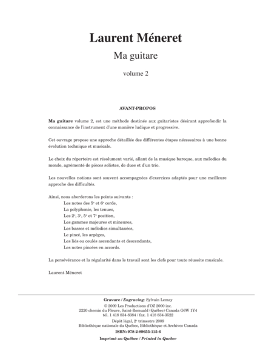Ma guitare, vol. 2 Classical Guitar scores gallery preview page 1