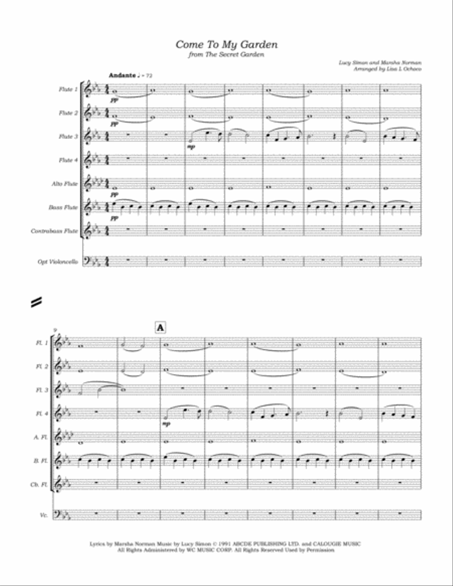 Come To My Garden Flute Choir scores gallery preview page 5