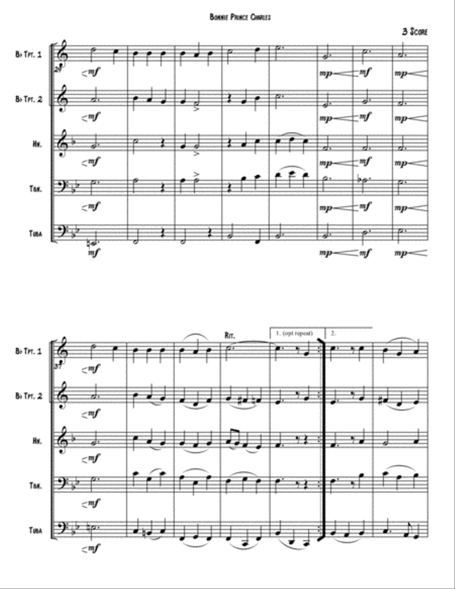 Bonnie Prince Charles - a medley of Scottish songs Brass Ensemble scores gallery preview page 3