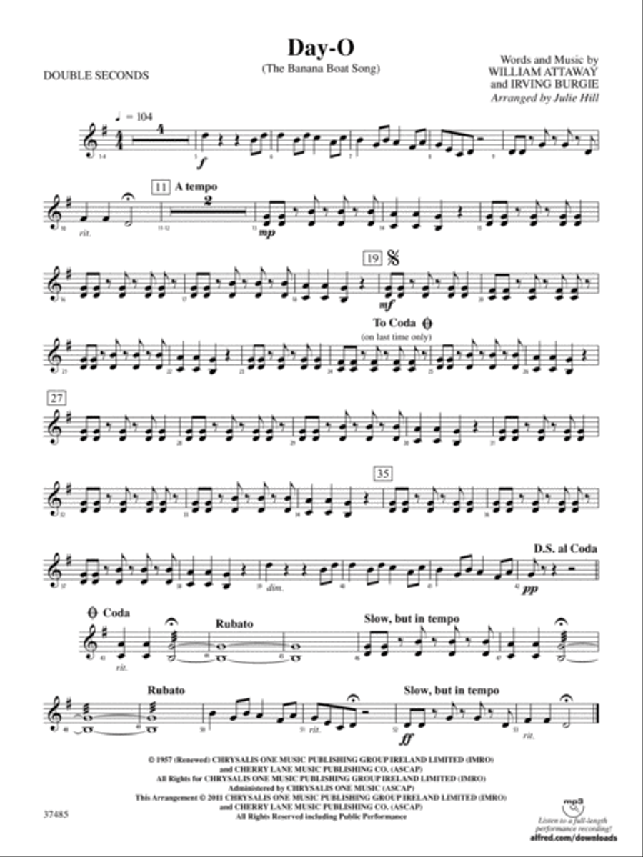 Day-O (The Banana Boat Song): 3rd Percussion Percussion scores gallery preview page 1