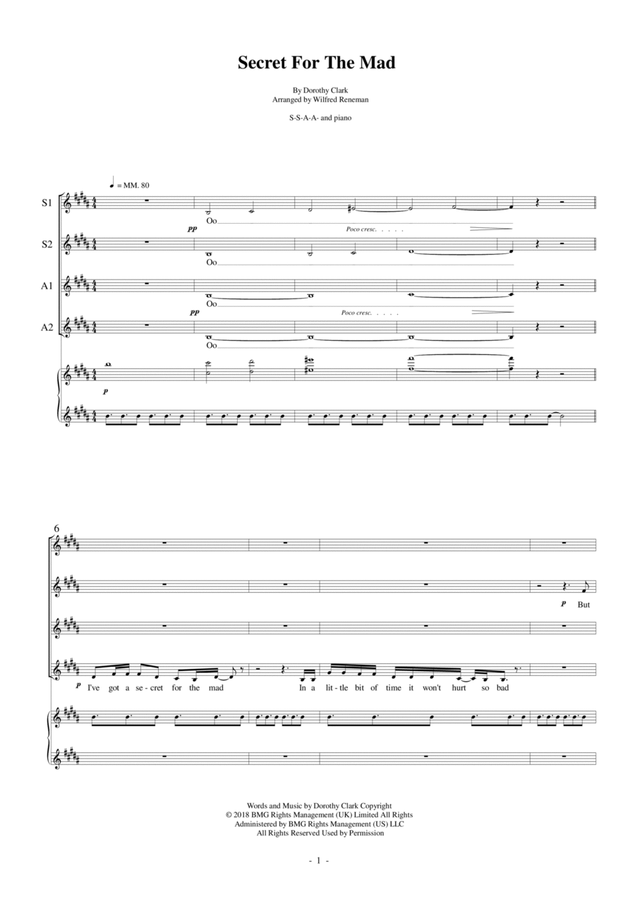 Secret For The Mad Secret For The Mad SSAA scores gallery preview page 1