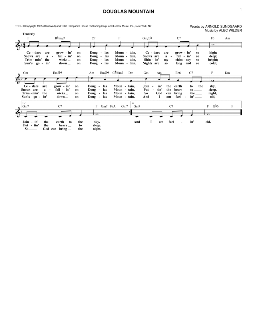Douglas Mountain Douglas Mountain Piano scores gallery preview page 1