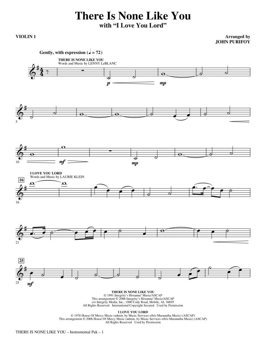 There Is None Like You (with I Love You Lord) - Violin 2 Choir scores gallery preview page 1