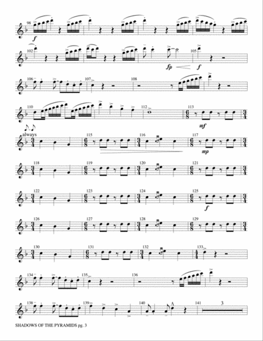 Shadows of the Pyramids: 1st B-flat Clarinet Concert Band scores gallery preview page 3