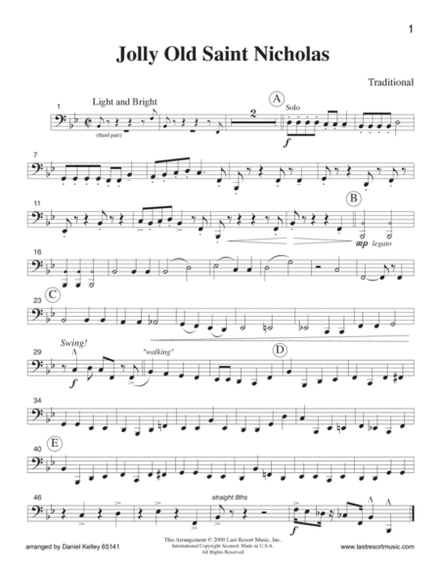 Music for Four Brass, Christmas Part 4 Bass Trombone or Tuba