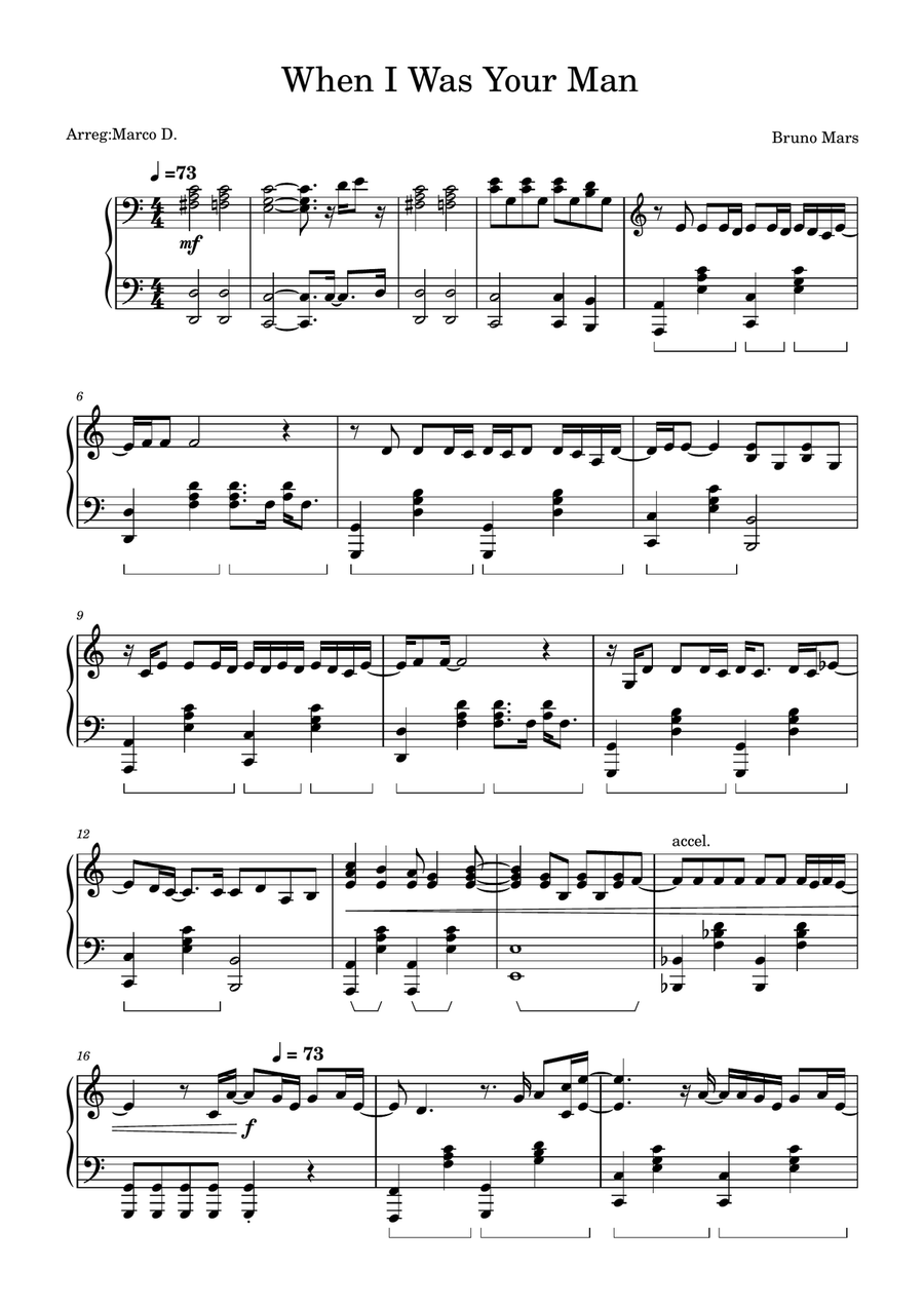 When I Was Your Man Piano Solo scores gallery preview page 1
