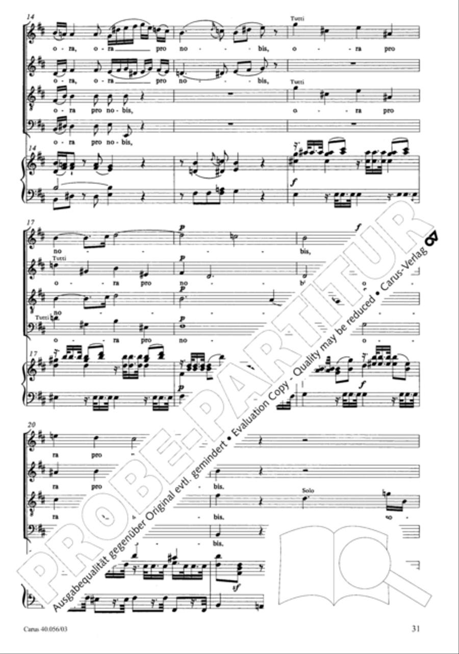 Litaniae Lauretanae B.M.V. in D 4-Part scores gallery preview page 32