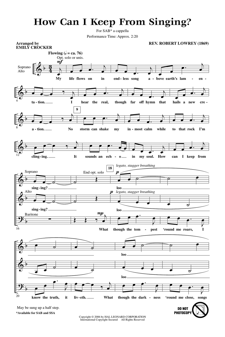 How Can I Keep From Singing 3-Part scores gallery preview page 1