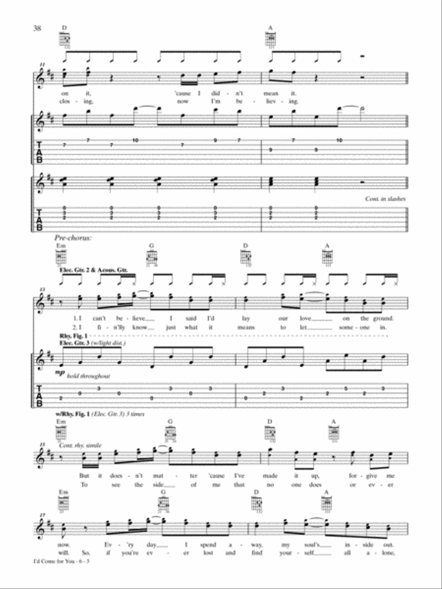 I'd Come for You Guitar Tablature scores gallery preview page 3