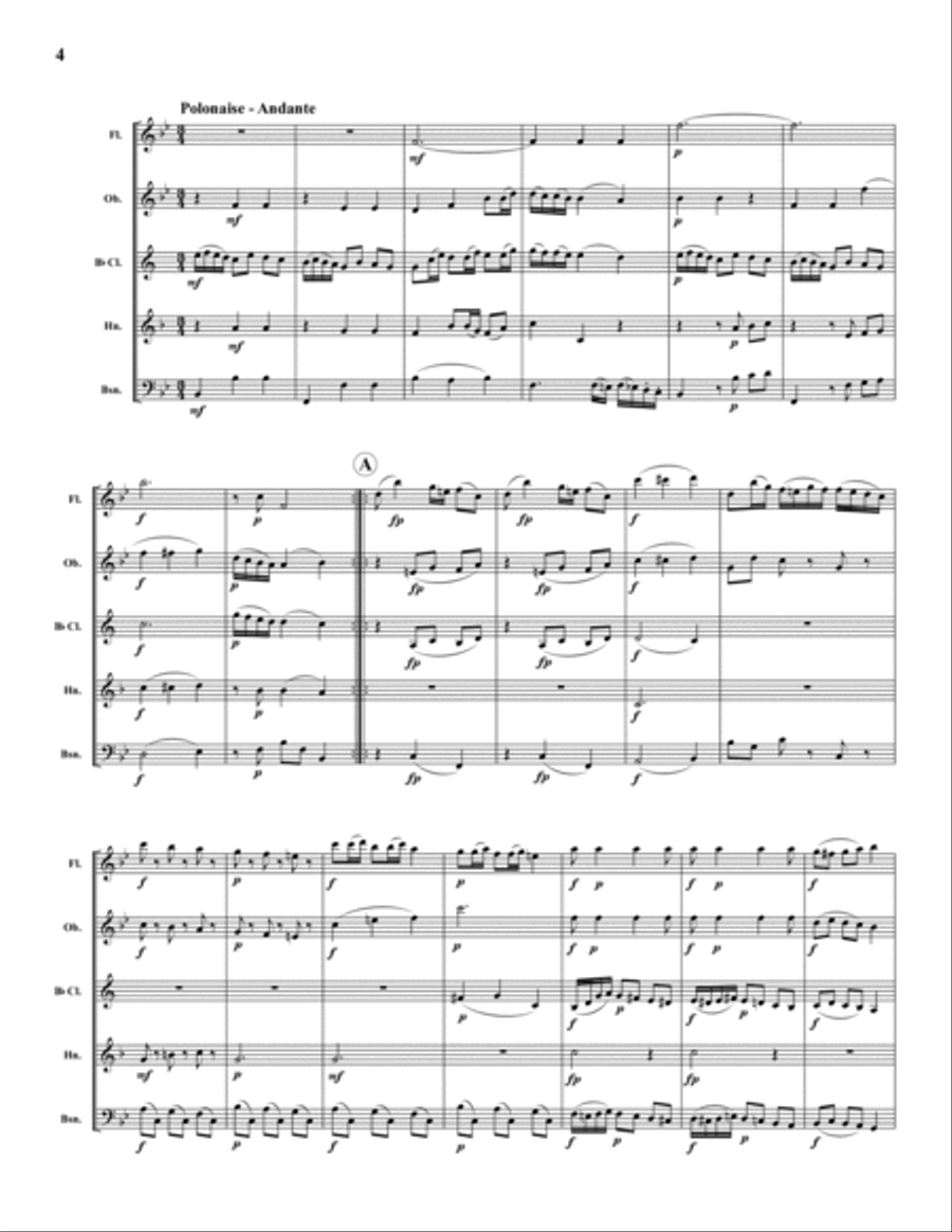 Divertimento No. 12 in Eb, K. 252 Woodwind Quintet scores gallery preview page 4