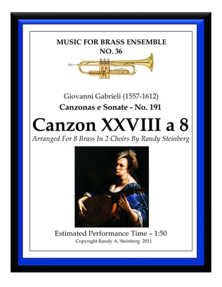 Book cover for Canzon XXVIII a 8 - No. 191
