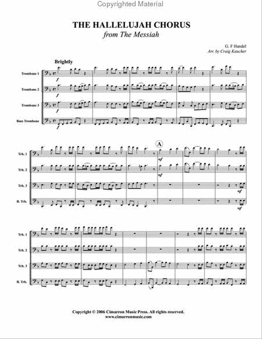 Hallelujah from The Messiah Trombone Quartet scores gallery preview page 2