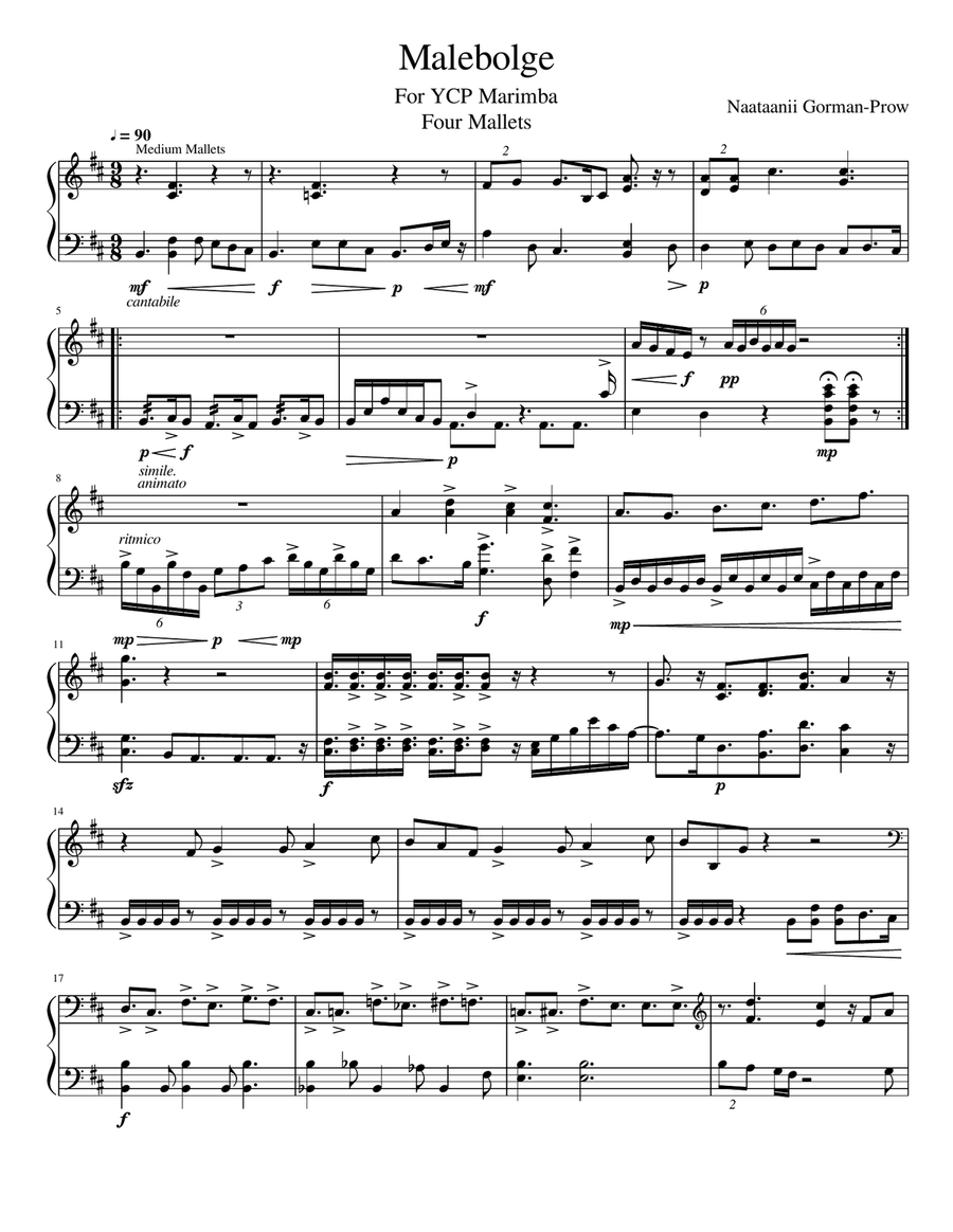 Malebolge (Four Mallet Marimba) Marimba scores gallery preview page 1