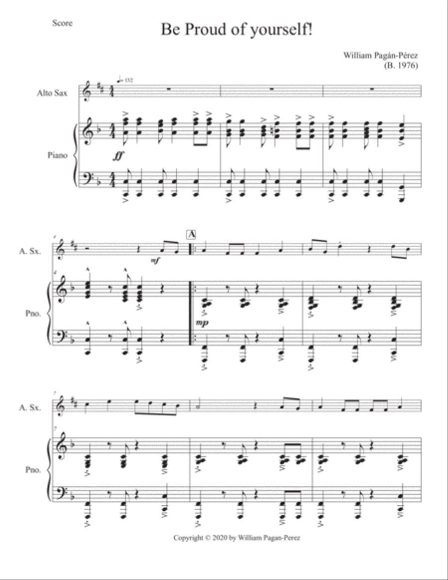 Be Proud of Yourself! for Alto Saxophone and Piano Alto Saxophone scores gallery preview page 2