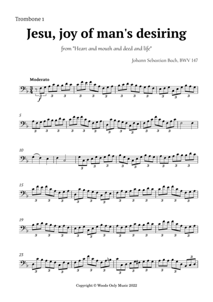 Jesu, joy of man's desiring by Bach for Trombone Quartet image number null